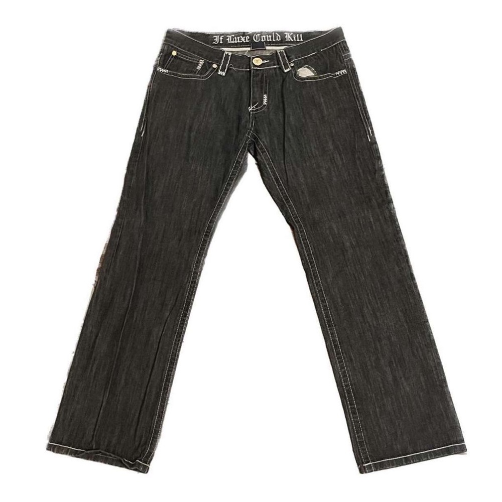 COOGI Black Straight Jeans with Contrasting Stitching